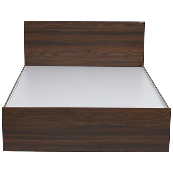 Nilkamal Arthur Double Bed Without Storage | Engineered Wood | Knock Down | 1 Year Warranty | Contemporary Design | Walnut