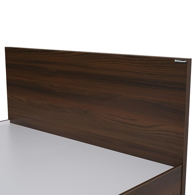 Nilkamal Arthur Double Bed Without Storage | Engineered Wood | Knock Down | 1 Year Warranty | Contemporary Design | Walnut