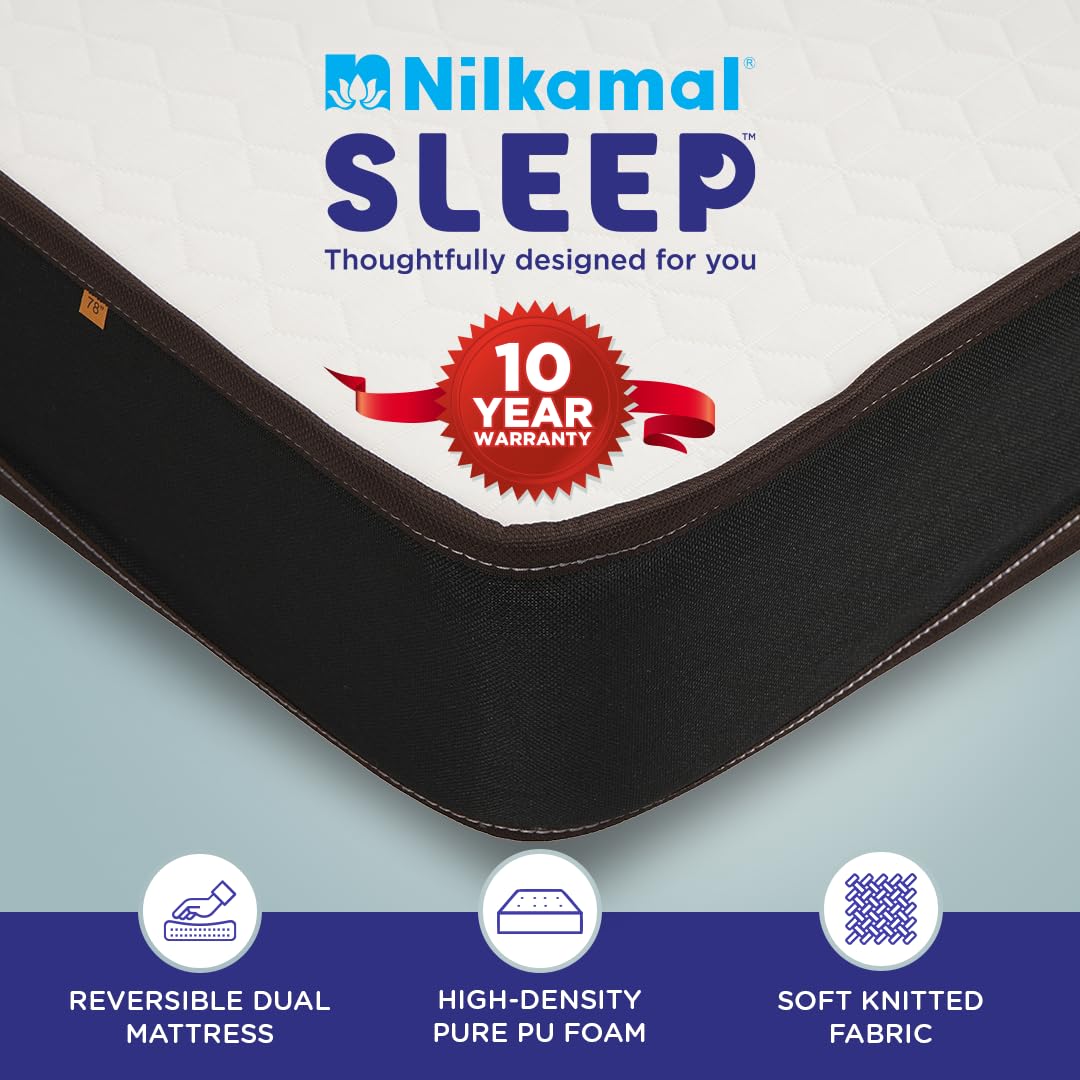 Nilkamal SLEEP Lite Dual Comfort 5 Inch Mattress | 10 Year Warranty | Reversible Design | Soft & Firm Sides | Superior HD Foam | Breathable Knitted Fabric | Bed Mattress | Single Size (72 x 36 x 5)