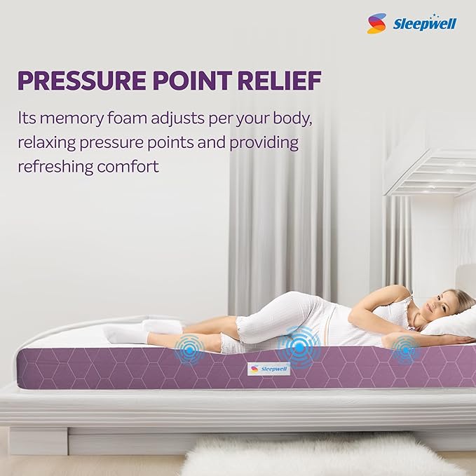 Sleepwell Ortho Mattress | High Density Resitec (HR) Foam | Medium Firm | Memory Foam | Breathable Fabric | Queen Size Mattress | 72X60X6 | 10 Yrs Warranty