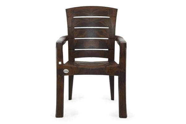 AVRO Furniture Plastic Chair with arm, Matt & Gloss Pattern Plastic Chair for Home,Living Room,Outdoor, Bedroom |Single| Bearing Capacity Upto 150Kg | Strong & Sturdy, Brown 9955|3 Year Guarantee