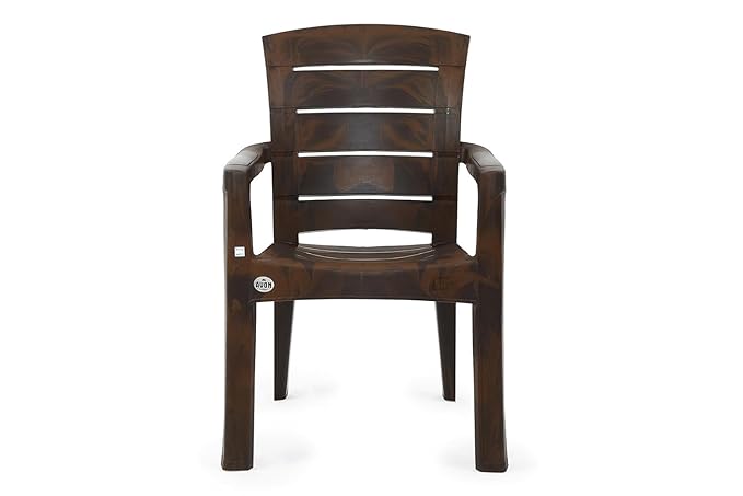 AVRO Furniture Plastic Chair with arm, Matt & Gloss Pattern Plastic Chair for Home,Living Room,Outdoor, Bedroom |Single| Bearing Capacity Upto 150Kg | Strong & Sturdy, Brown 9955|3 Year Guarantee